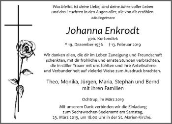 Anzeige von Johanna Enkrodt von Westfälische Nachrichten