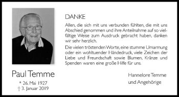 Anzeige von Paul Temme von Westfälische Nachrichten