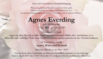 Anzeige von Agnes Everding von Westfälische Nachrichten