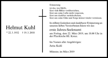 Anzeige von Helmut Kuhl von Westfälische Nachrichten