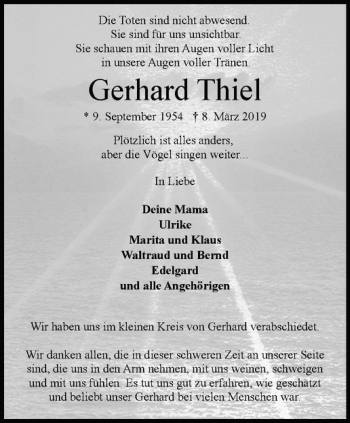 Anzeige von Gerhard Thiel von Westfälische Nachrichten