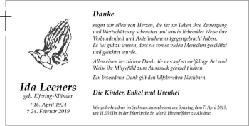 Anzeige von Ida Leeners von Westfälische Nachrichten