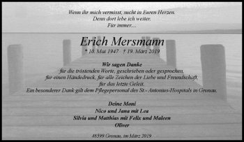 Anzeige von Erich Mersmann von Westfälische Nachrichten