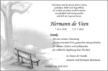 Anzeige von Hermann de Veen von Westfälische Nachrichten