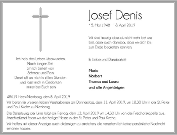 Anzeige von Josef Denis von Westfälische Nachrichten