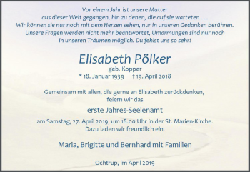 Anzeige von Elisabeth Pölker von Westfälische Nachrichten