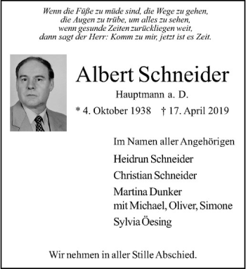 Anzeige von Albert Schneider von Westfälische Nachrichten