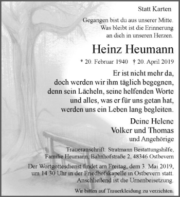 Anzeige von Heinz Heumann von Westfälische Nachrichten