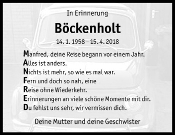 Anzeige von Manfred Böckenholt von Westfälische Nachrichten