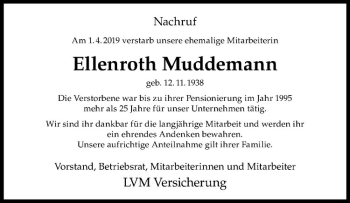 Anzeige von Ellenroth Muddemann von Westfälische Nachrichten
