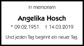 Anzeige von Angelika Hosch von Westfälische Nachrichten