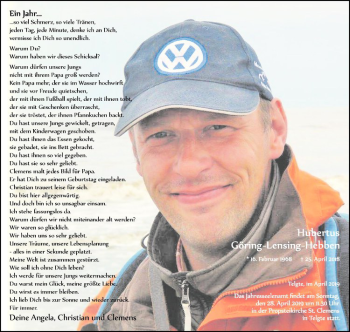 Anzeige von Hubertus Göring-Lensing-Hebben von Westfälische Nachrichten