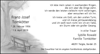 Anzeige von Franz-Josef Tomkötter von Westfälische Nachrichten