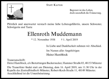 Anzeige von Ellenroth Muddemann von Westfälische Nachrichten