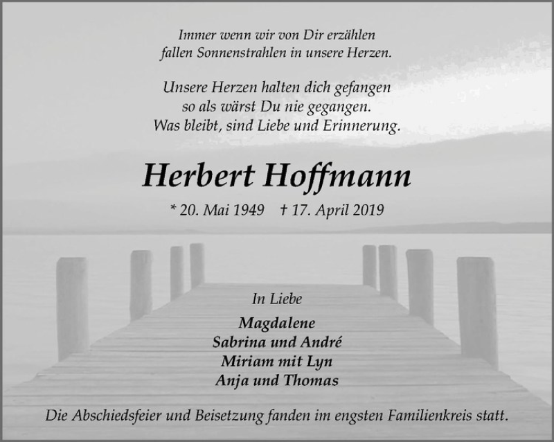  Traueranzeige für Herbert Hoffmann vom 27.04.2019 aus Westfälische Nachrichten