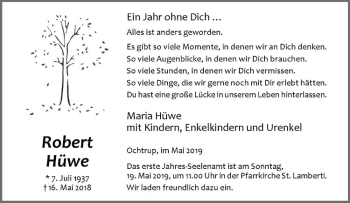 Anzeige von Robert Hüwe von Westfälische Nachrichten