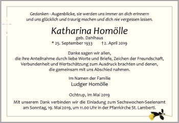 Anzeige von Katharina Homölle von Westfälische Nachrichten