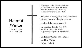 Anzeige von Helmut Winter von Westfälische Nachrichten
