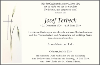 Anzeige von Josef Terbeck von Westfälische Nachrichten
