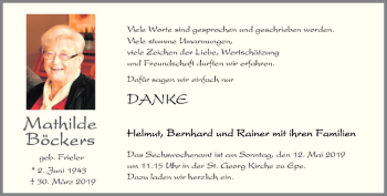 Anzeige von Mathilde Böckers von Westfälische Nachrichten