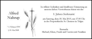 Anzeige von Alfred Nahrup von Westfälische Nachrichten