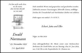 Anzeige von Ewald Niermann von Westfälische Nachrichten