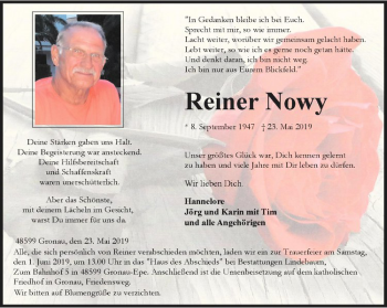 Anzeige von Reiner Nowy von Westfälische Nachrichten