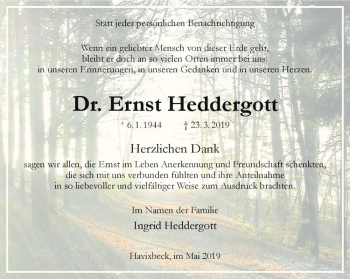 Anzeige von Ernst Heddergott von Westfälische Nachrichten