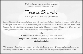 Anzeige von Franz Stork von Westfälische Nachrichten