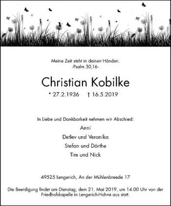 Anzeige von Christian Kobilke von Westfälische Nachrichten