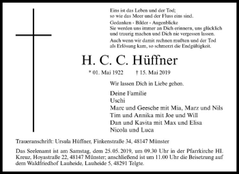 Anzeige von H. C. C. Hüffner von Westfälische Nachrichten
