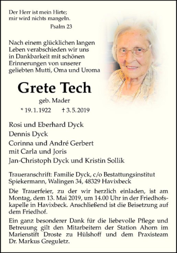 Anzeige von Grete Tech von Westfälische Nachrichten