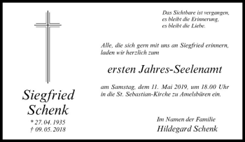 Anzeige von Siegfried Schenk von Westfälische Nachrichten