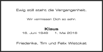 Anzeige von Klaus-Helmut Heinz Julius Wistokat von Westfälische Nachrichten