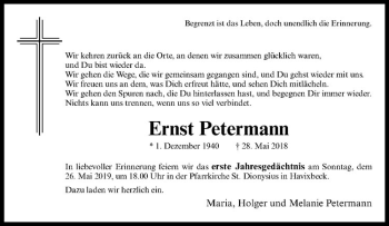 Anzeige von Ernst Petermann von Westfälische Nachrichten