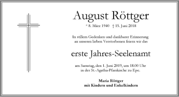 Anzeige von August Röttger von Westfälische Nachrichten