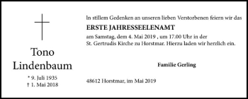 Anzeige von Tono Lindenbaum von Westfälische Nachrichten