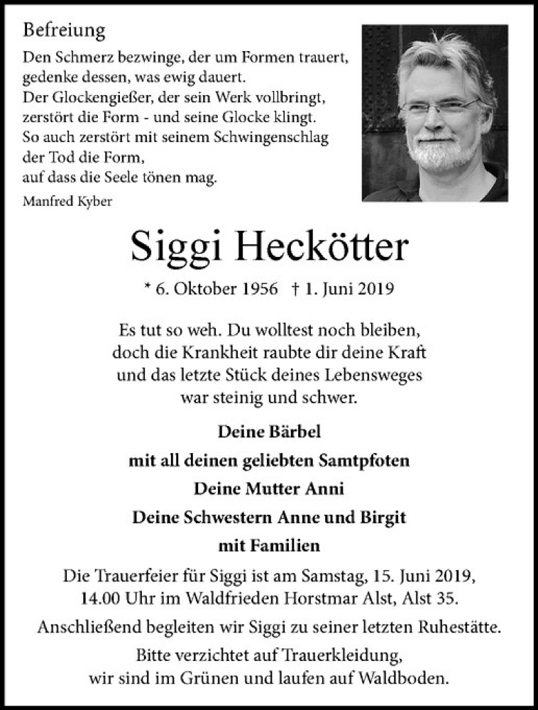 Traueranzeige für Siggi Heckötter vom 08.06.2019 aus Westfälische Nachrichten