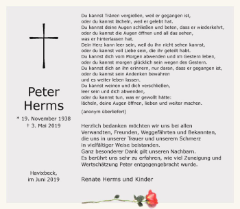 Anzeige von Peter Herms von Westfälische Nachrichten