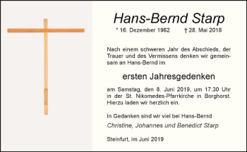Anzeige von Hans-Bernd Starp von Westfälische Nachrichten