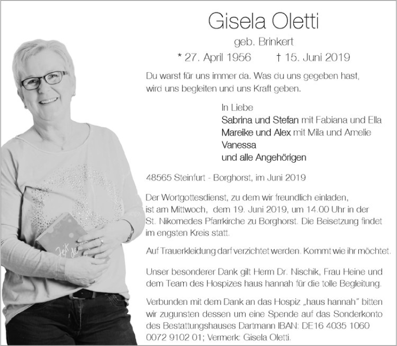  Traueranzeige für Klaus Oletti vom 18.06.2019 aus Westfälische Nachrichten