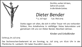 Anzeige von Dieter Bender von Westfälische Nachrichten