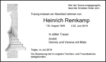 Anzeige von Heinrich Remkamp von Westfälische Nachrichten