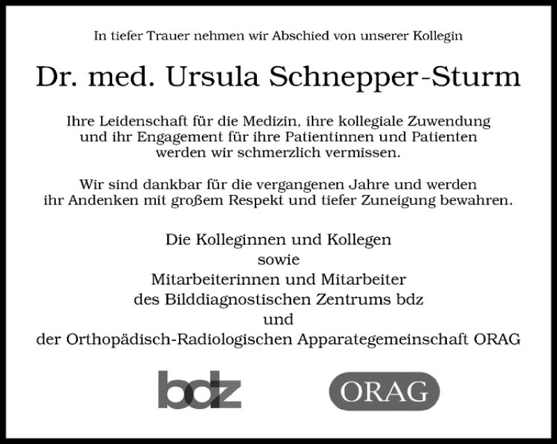  Traueranzeige für Ursula Schnepper-Sturm vom 27.07.2019 aus Westfälische Nachrichten