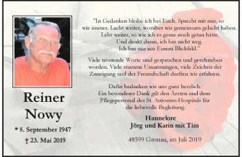 Anzeige von Reiner Nowy von Westfälische Nachrichten