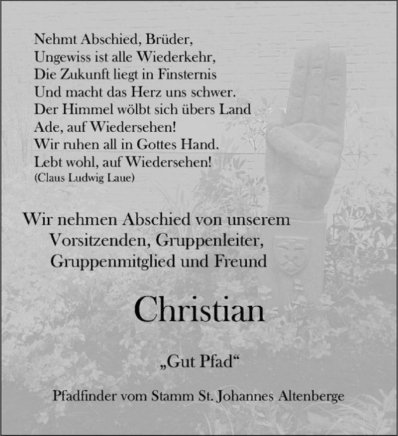  Traueranzeige für Christian Führer vom 06.07.2019 aus Westfälische Nachrichten