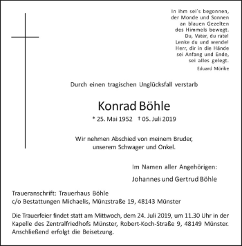 Anzeige von Konrad Böhle von Westfälische Nachrichten