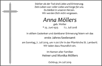 Anzeige von Anna Möllers von Westfälische Nachrichten
