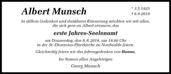 Anzeige von Albert Munsch von Westfälische Nachrichten