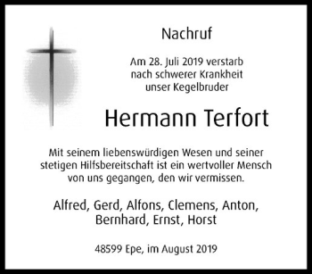 Anzeige von Hermann Terfort von Westfälische Nachrichten